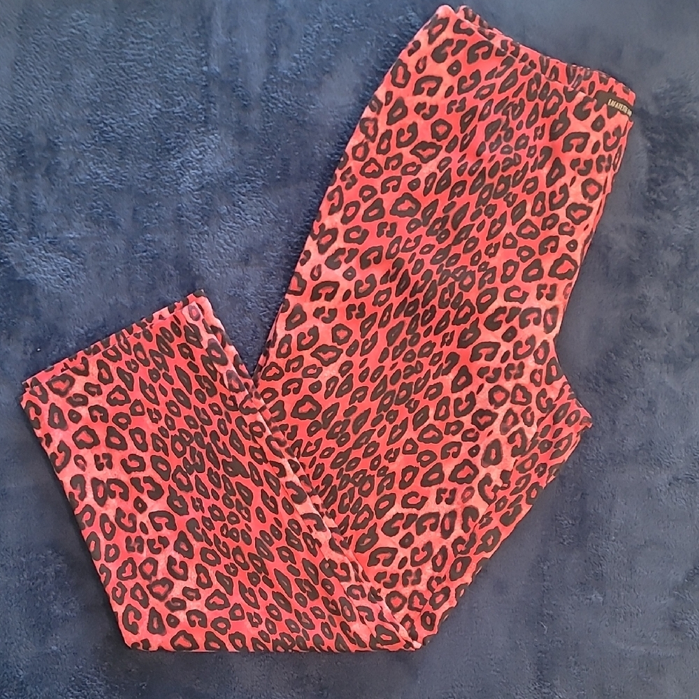 Lafayette 148 New York Pink and Black Leopard Print Cropped Pants